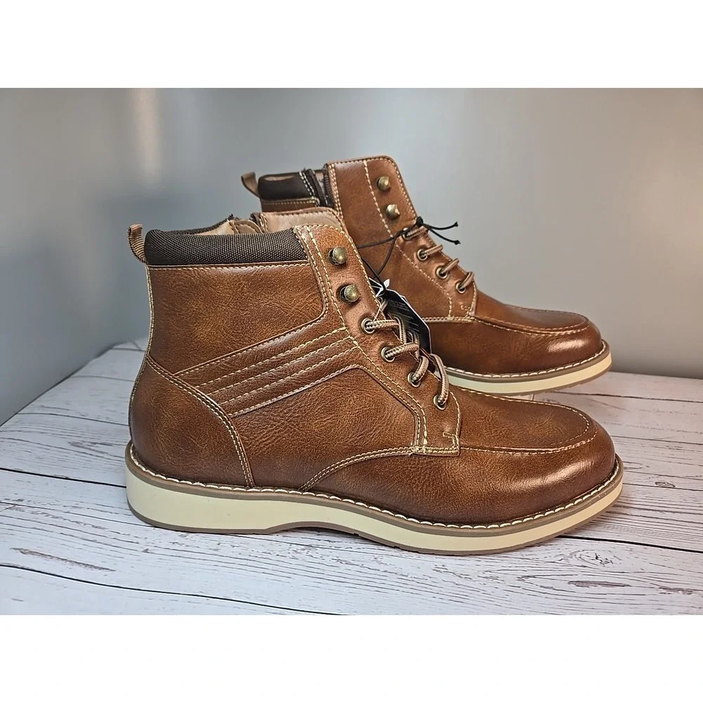 Steve Madden Mens Size 12 Casual High‎ Top Boot Ortholite - Cognac Zipper